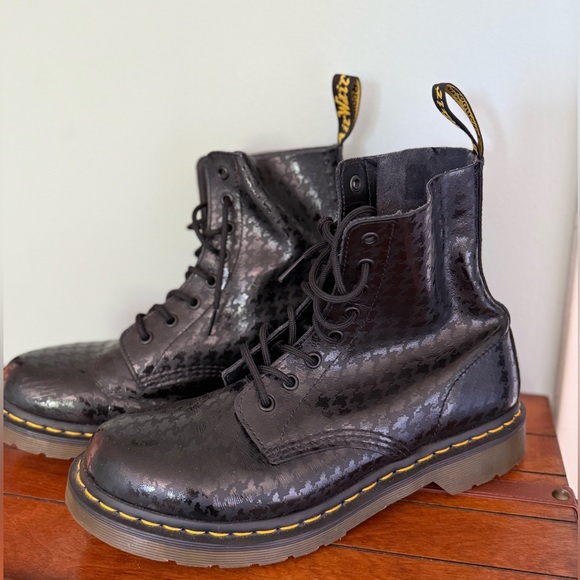 Dr. Martens 1460 Hi Shine Houndstooth Boots Black Size 10 - Picture 1 of 9